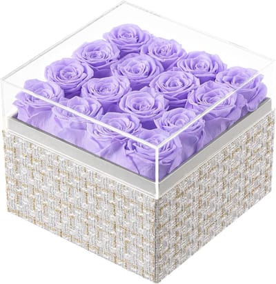 Eeuwige Rozen in Box, 16 Stuks Geconserveerde Bloemen voor een Jaar Lang, Luxe Cadeau
