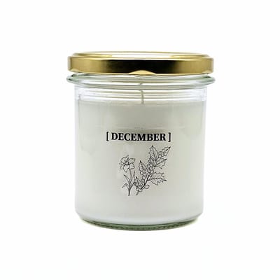 Candlelight-on - geurkaars met geboortebloem en geboortedatum - 28 december - o.b.v. sojawas en etherische oliën