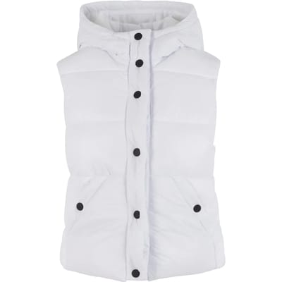 Urban Classics - Recycled Shiny Puffer Vest with Hood Mouwloos jacket - XS - Wit