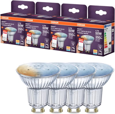 Osram Smart GU10 PAR16 LED Spot | 4.7W 2700K/6500K 220V/240V 827/865 350Lm | 45° Ø50mm Dimbaar