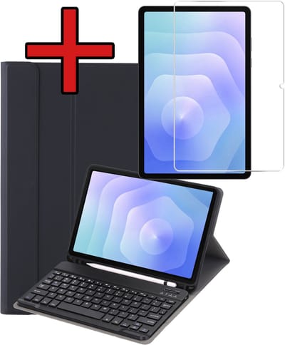 Hoes - Geschikt voor Samsung Galaxy Tab S11 - Met Screenprotector - Toetsenbord Case - Keyboard Book Cover - Hoesje - Zwart