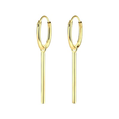 Joy|S - Zilveren Bar/ Staaf 1 x 15 mm oorbellen - oorringen - gold plated