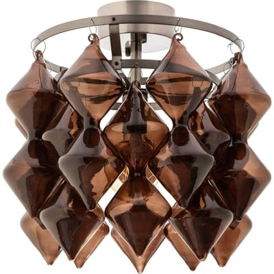 By Rydéns plafondlamp Gemma, bruin, staal, glas, E27