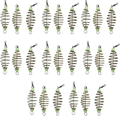 25 Stuks Visvoer Mandje - Visvoer Bakje van Metaal voor Hengelaccessoires - Natuurlijke Aas Voederbak met Luminous Parels voor Karpervissen en Vijvervissen - 8CM