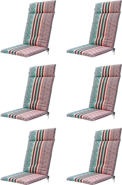 Madison - Tuinkussen - Hoge Rug - 6st - Hillow pastel - 120x50 - Blauw