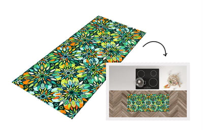 Keukenloper - Loper keuken - Patroon - Mandala - Groen - 120x50 cm - Keukenloper vinyl