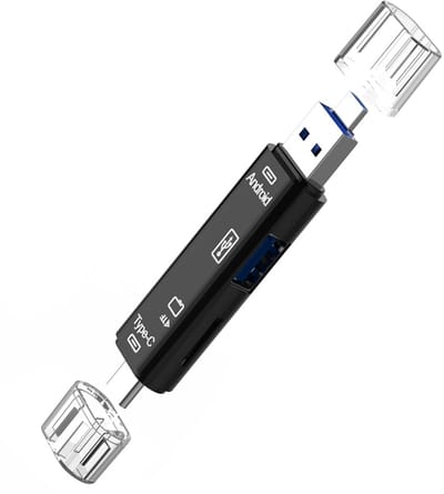 3 IN 1 USB-C + USB + Micro-USB naar Micro-SD (tf) + USB Female - kaartlezer usb adapter hub - geheugenkaart lezer - voor o.a. telefoon, camera en laptop - zwart