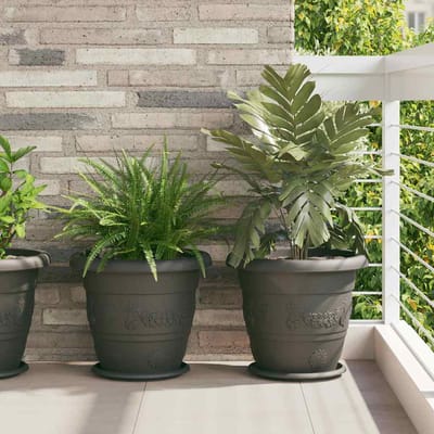 vidaXL - Ronde - Bloempot - 6 - st - Zwart - Ø - 39 - x - 32 - cm - Kunststof