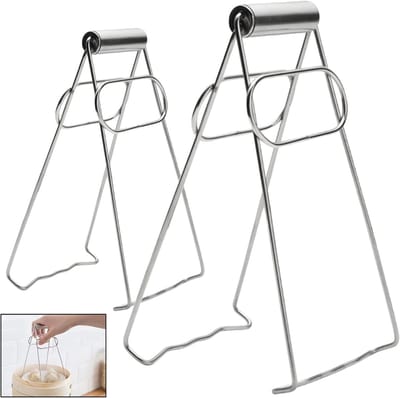 Dailygoods - 2 Piëzas Roestvrij Stalen Anti-Burning Komhouder en Tang voor Magnetron