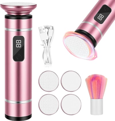Elektrische Eeltverwijderaar Draadloos - Voetvijl - Professionele Eelverwijderaar - Pedicure Set - Eeltrasp - Eeltvijl - 4 Nano-Glas Opzetstukken - 3 Snelheden - LED Display - voor Gebarsten Hielen en Eeltverzorging