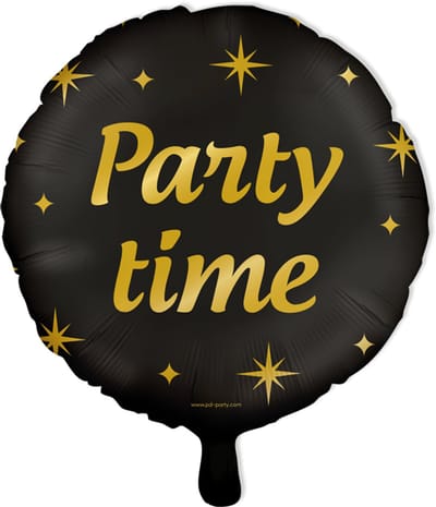 BTH - Folieballon Party Time - Zwart-Goud - Verjaardag Versiering - Helium - Versiering - Verjaardag - Feestartikelen