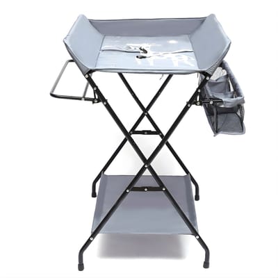 Opvouwbare Baby Verschoontafel – Mobiele Changing Table met Veiligheidsgordel en Opbergvakken – Geschikt voor Baby’s tot 12 Maanden – Grijs