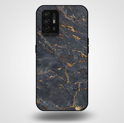 Smartphonica Telefoonhoesje voor OPPO A94 5G met marmer opdruk - TPU backcover case marble design - Goud Grijs geschikt voor Oppo A94 5G
