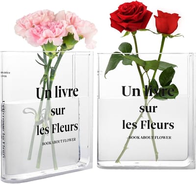 Decoratieve Boekvaas voor Bloemen en Tulpen | Transparante Acryl Vaas