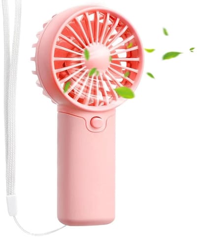 Handventilator - 1 Stuk - Werkt op batterijen - Draagbare Gezichtsventilator - Lange Accuduur - Met Draagkoord - Mini Airco - Aircooler - Luchtbevochtiger - Nek Verkoeling - Hoofd Ventilator - Tailleventilator - Mini Fan - Roze