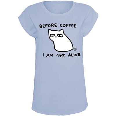 Todd Goldman - Fun T-shirt - Before coffee I'm 17% alive - M tot XXL - voor Vrouwen - blauw