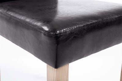 CLP Ina Set van 2 Eetkamerstoelen - Zonder armleuning - Hout - Kunstleer - bruin natura