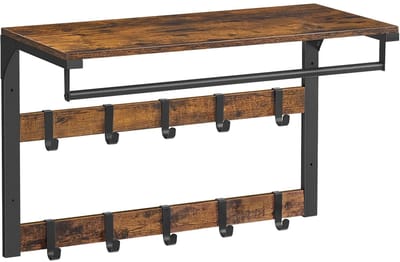 uJOY Wandgarderobe - 3-in-1 ontwerp - Veel ophangmogelijkheden - Stevige kledingroede - Eenvoudige montage - Industrieel design