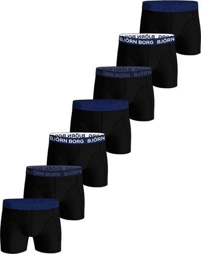 Björn Borg Cotton Stretch Boxershort - Zwart/Blauw - 7 stuks - Heren onderbroeken - Boxer - Maat M