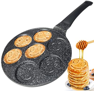 Pannenkoekenpan 26 cm met 7 gaten, anti-aanbaklaag voor inductiekoken