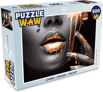 Puzzel Lippen - Oranje - Zwart - Legpuzzel - Puzzel 500 stukjes