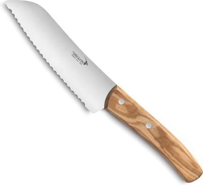Déglon Klein broodmes – 15 cm – Olijfhouten handvat – Halve maan karteling – Taïga serie