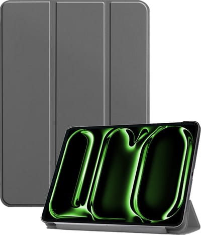 Hoesje Geschikt voor Apple iPad Pro (2024/2025) - 11 inch - Dun & Stevig - Trifold Bookcase - Hard Cover - Hardcover Book Case - Tablet Hoes - Grijs