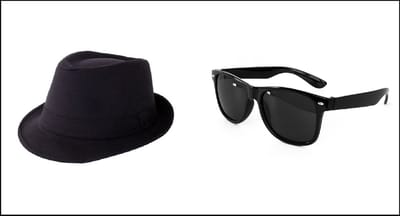 1x Luxe hoed maffia/gangster zwart - stof + 1x Blues brother bril zwart - Themafeest festival Gangster maffia Al Capone fun thema party 70s/80s