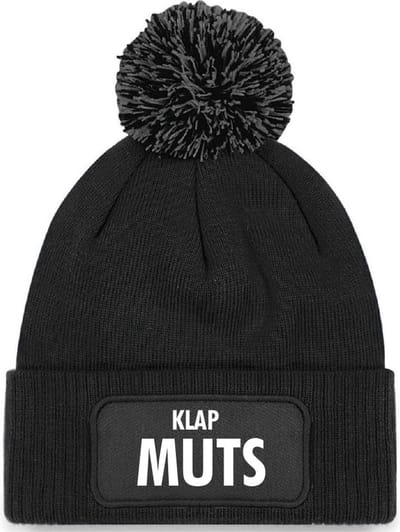 Schaatsmuts zwart met pompoen - Klapmuts - soBAD. | Wintersport | Après ski outfit Warme Muts voor Volwassenen | Heren en Dames Beanie | Schaatsen | Wintermuts