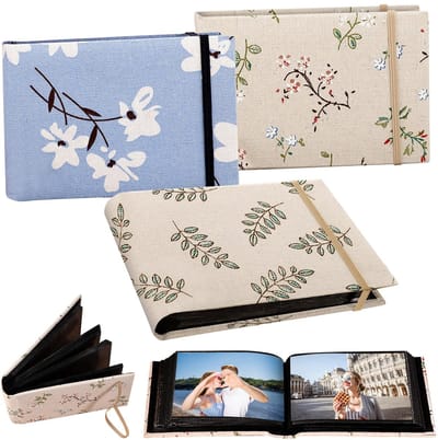 Dailygoods- Fotoalbum 3 Stuks - Insteekalbum - 100 Foto's - Formaat 10 x 15 cm - Duurzaam - Stijlvolle Linnen Bekleding