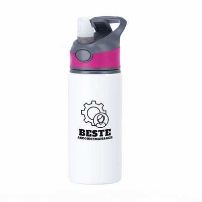 Hacebo® - Beste accountmanager waterfles met rietje roze - Beste accountmanager - collega - welkom - afscheid - water fles - 650ML