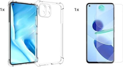 Hoesje geschikt voor Xiaomi Mi 11 Lite Transparant Hoesje Met Bumper en Glas Screenprotector - Xiaomi Mi 11 Lite case - Xiaomi Mi 11 Lite backcover - Ntech hoesje