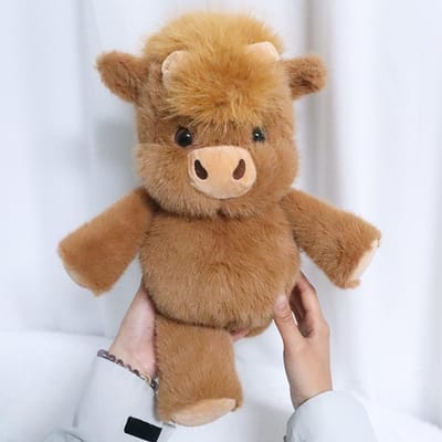 Schattige Bruine Schotse Hooglander Pluche Speeltjes Knuffelbare Rendende Koe Knuffeldier Gemaakt Van Premium Zachte Stof Rustgevende Metgezel 42cm