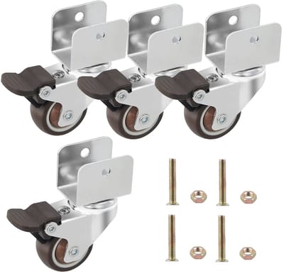 Dailygoods- Meubelwielen 38 mm - Zwenkwielen met Rem - Transportroller - Meubelwieltjes - Schokbestendig - Draagvermogen 80 kg - Transportwielen
