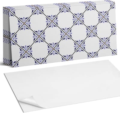 Coloray Plaktegels - Patroon met een bloemenmotief Wandtegel Zelfklevend - 60 cm x 30 cm - Wit Plaktegels - 6 stuks - Rechthoek PVC Tegels - Plaktegels Keuken - Zelfklevende Vloertegels Badkamer - Vinyl Tegels - Zelfklevende Wandtegels