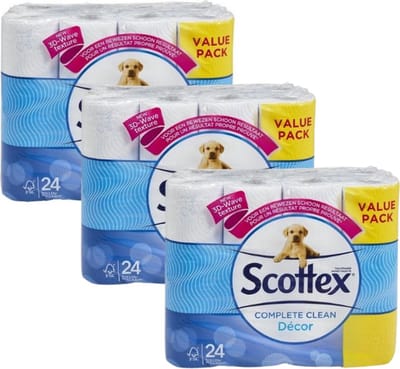 Scottex Decor Toiletpapier 2-laags (Voordeelverpakking) - 3 x 24 rollen (72 rollen)