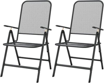 Tuinstoelen Klapstoelen - Balkonstoelen Strandstoelen - Ontspannen Buiten Zitten - 7-voudig Verstelbaar - 2 Stuks - Antraciet