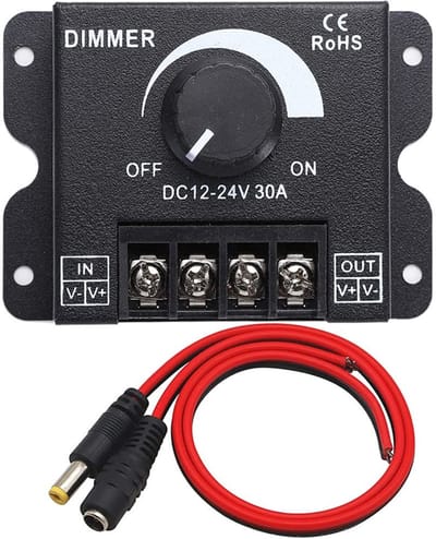 Allecto - PWM LED Dimmer Controller - Verstelbare Verlichting - Voor LED Strips - 12V/24V 30A - Dimmer voor LED - Energiebesparende Oplossing - Ges...