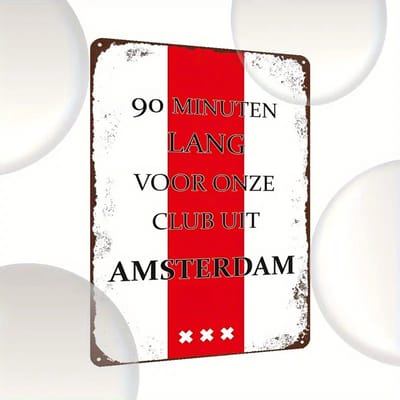 Metalen Bord 20x30 – AJAX - AFC AJAX - WZAWZDB - Amsterdam Voetbalclub – Fanbord – Stadion Quote – Vintage Metaal Sign – Wanddecoratie – Mancave – Garage – Woonkamer – Cadeau Supporter – Decoratiebord