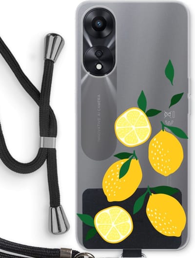 Case Company® - Hoesje met koord geschikt voor Oppo A78 5G hoesje met Koord - You're my lemon - Telefoonhoesje met Zwart Koord - Bescherming aan alle Kanten en Over de Schermrand