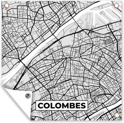 Tuin poster Plattegrond - Colombes - Stadskaart - Kaart - Frankrijk - 200x200 cm - Tuindoek