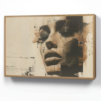 Wandlamp 90x60 cm - Oplaadbaar - Vrouw - Gezicht - Abstract - Kunst - Wandlampen binnen woonkamer - Slaapkamer lamp - Decoratieve nachtlamp - Vloerlamp draadloos