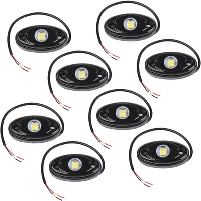 8 Packs LED Rock Lights pour Camions IP67 Étanche Lumière de Passage de Roue Sous Caisse Extérieur Intérieur jaune