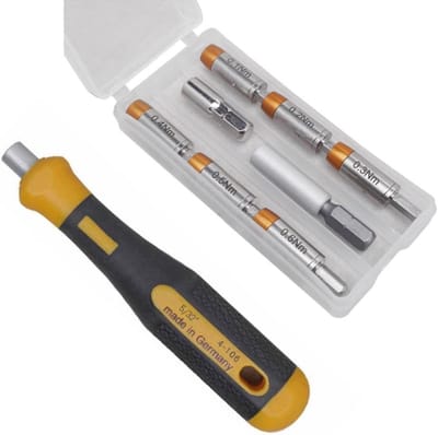 Draaimomentset 0,1-0,6 Nm voor 4 mm Bits - Inclusief Handstuk en 1/4 Inch Adapters