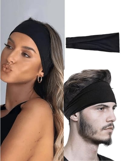 Waledano® Premium Elastische Hoofdband voor Dames en Heren Zwart | Zweetband | Hardlopen | Sport Haarband | Haarband Make Up | Sport Yoga Haarbanden | Hoofdband Unisex | Elastische Antislip