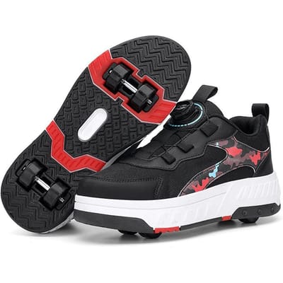 Oplaadbare LED Licht Schoenen Mannen en Vrouwen Kinderen Volwassenen Skates Schaatsen Lopen Lichtgewicht Runaway Schoenen 33 black