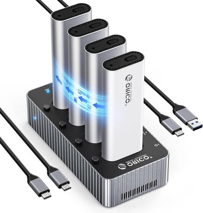 M.2 NVMe SSD Dockingstation - 4 Bay Cloner - Offline Klonen - 40Gbps Overdrachtssnelheid - Ondersteunt 4 Maten - Zilver