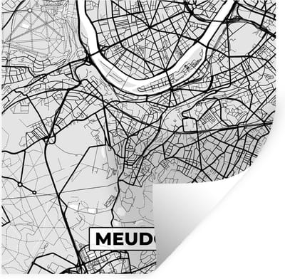 Muurstickers - Sticker Folie - Meudon - Plattegrond - Frankrijk - Kaart - Stadskaart - 100x100 cm - Plakfolie - Muurstickers Kinderkamer - Zelfklevend Behang XXL - Zelfklevend behangpapier - Stickerfolie