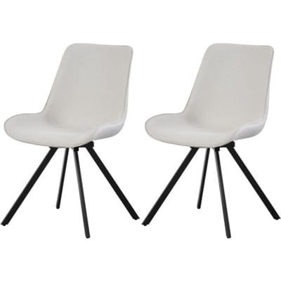 Furnilux Emilia draaistoel set van 2 in crème moderne 360° swivel stoel