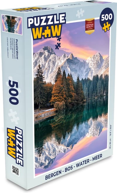 Puzzel Bergen - Bos - Water - Lucht - Roze - Paars - Legpuzzel - Puzzel 500 stukjes